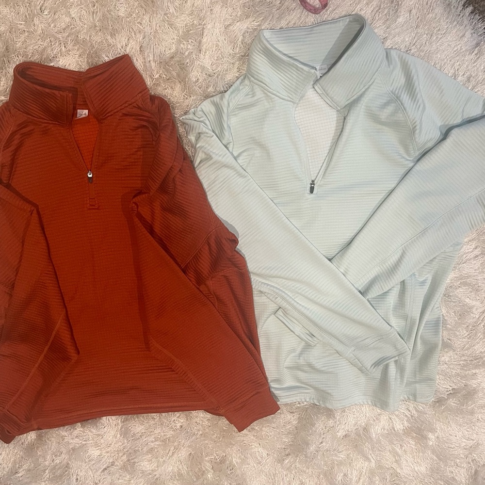 Old Navy Men's Quarter Zips in Mint Blue and Burnt Orange